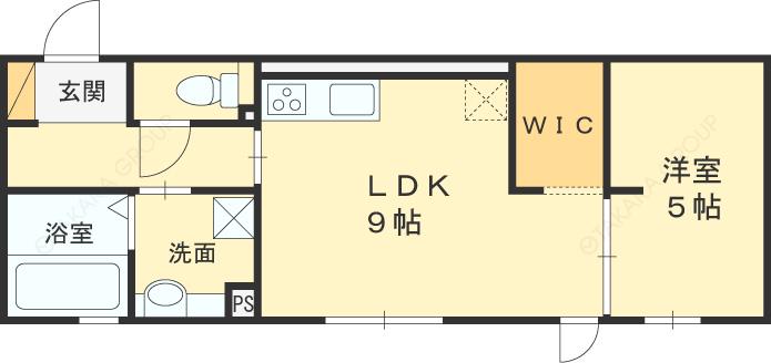 ラピスラズリ(1LDK/1階)の間取り写真