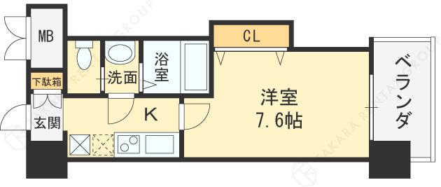 LUXE布施北2(1K/10階)の間取り写真