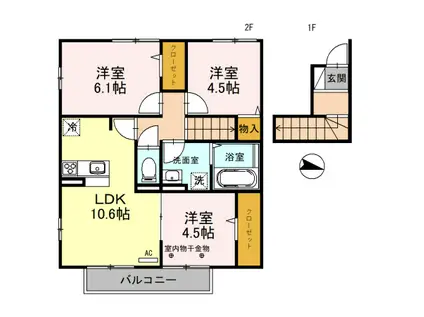 リビオン中野北2(3LDK/2階)の間取り写真