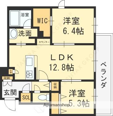シャーメゾンTG VIA SOLE(2LDK/2階)の間取り写真