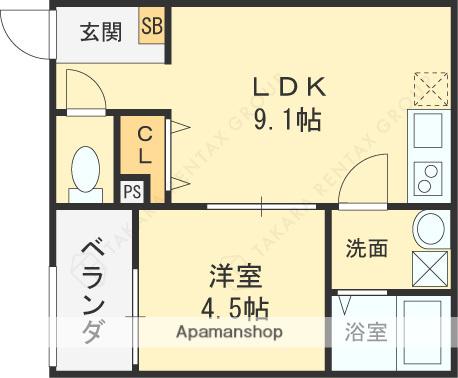 MARKVILLA水走(1LDK/1階)の間取り写真