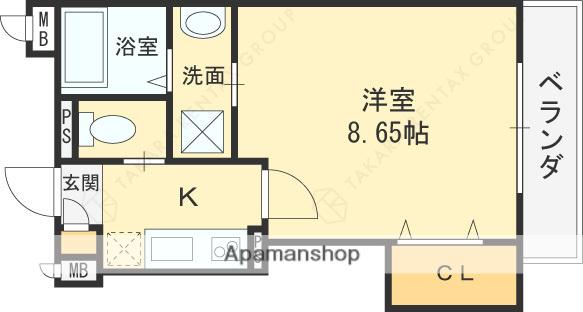 KTIレジデンス河内花園(1K/3階)の間取り写真