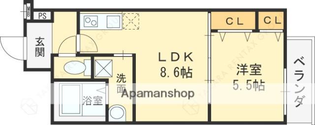 フジパレス花園Ⅰ番館(1LDK/3階)の間取り写真