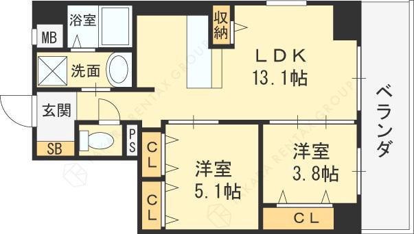 パークヒル新石切(2LDK/6階)の間取り写真