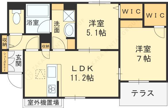 SHAMAISON FLEUR SUEHIROフルールスエヒロ(2LDK/1階)の間取り写真