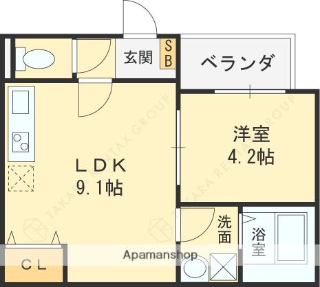 AND TERRACE TOMOI(1LDK/1階)の間取り写真