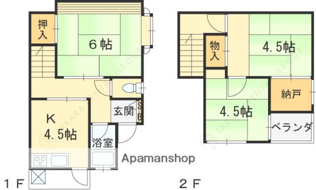 阪急電鉄今津線 仁川駅 徒歩20分 2階建 築53年(3K)の間取り写真