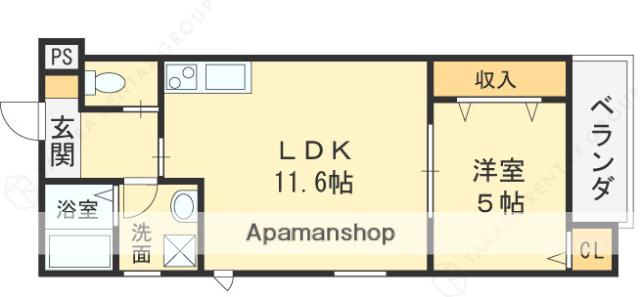 CLASS-A 長瀬(1LDK/1階)の間取り写真