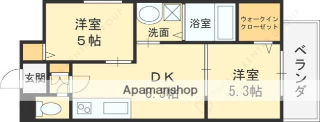 ALIVIO東大阪ウエスト(2DK/1階)の間取り写真