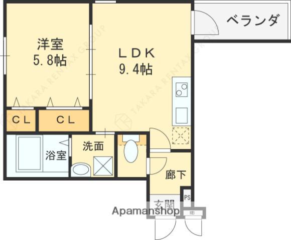 フジパレス瓜生堂Ⅴ番館(1LDK/1階)の間取り写真