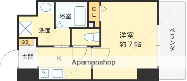ブランシエスタ都島通(1K/6階)の間取り写真