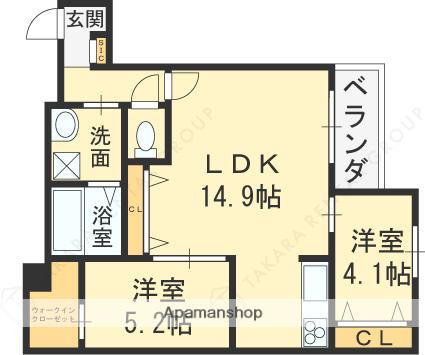 KOGI RESIDENCE 花園本町(2LDK/3階)の間取り写真