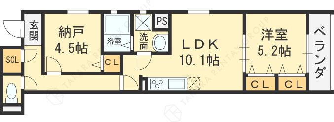 フォレストクリエオーレ枚岡壱番館(1SLDK/2階)の間取り写真