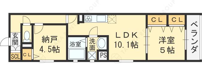 フォレストクリエオーレ枚岡壱番館(1SLDK/3階)の間取り写真