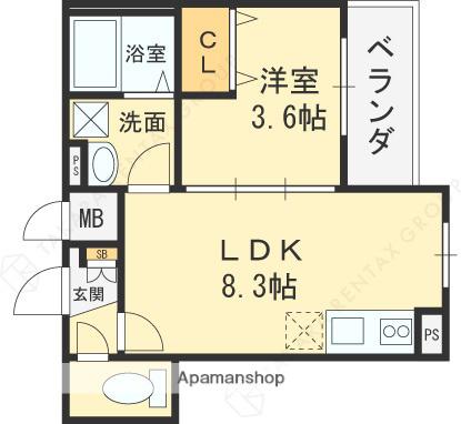 東大阪市吉田6丁目AP B棟(1LDK/3階)の間取り写真