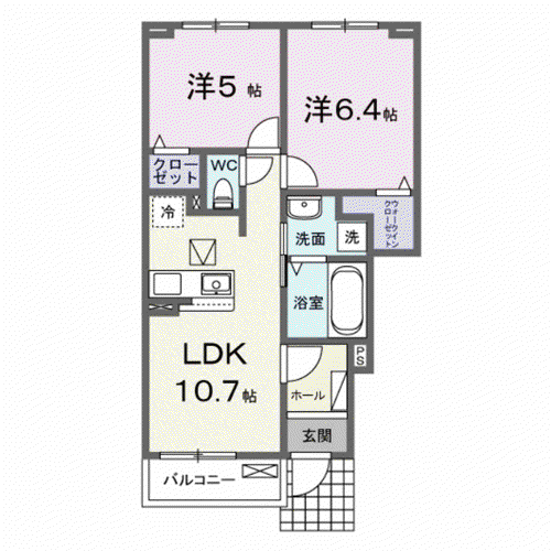 スヴェニール ラ・テールⅠ(2LDK/1階)の間取り写真