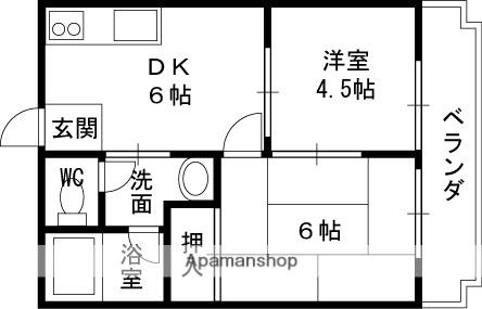 富士マンション(2DK/4階)の間取り写真