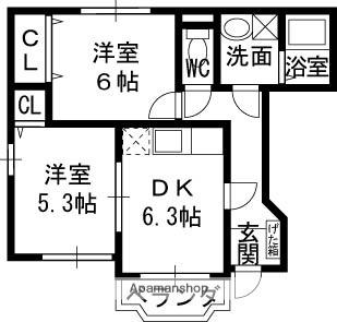 リメーンⅠ(2DK/1階)の間取り写真