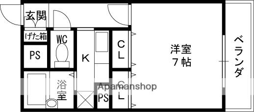 ザ・タワーハウス(1K/2階)の間取り写真