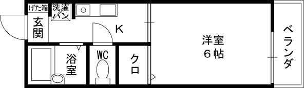 ブリエール布施B棟(1K/2階)の間取り写真