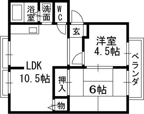サンガーデンカレン(2LDK/1階)の間取り写真
