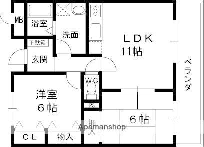 サンキプラザ島之内(2LDK/6階)の間取り写真