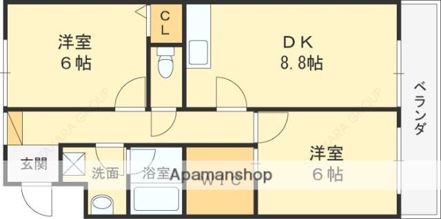 ルディシアコート(2LDK/5階)の間取り写真