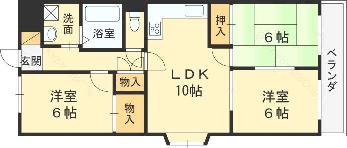 ドムール芝高(3LDK/3階)の間取り写真