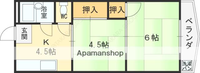 ロイヤルハイツ八戸ノ里(2K/2階)の間取り写真