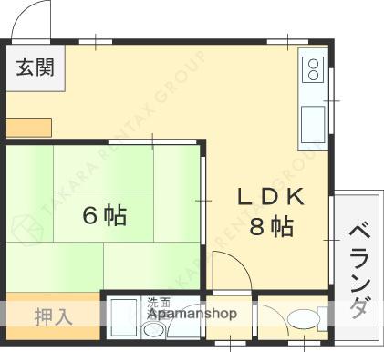 ハイデンス花園(1DK/1階)の間取り写真