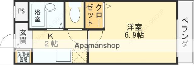 リバーサイド金岡2番館(1K/2階)の間取り写真