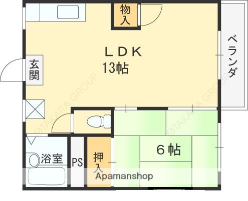 メゾンファミール(1LDK/2階)の間取り写真