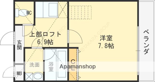 エスティームⅡ番館(1K/2階)の間取り写真