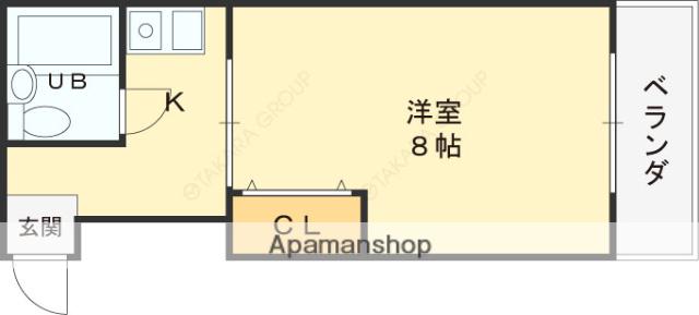 アペックスハイツユニ(1K/5階)の間取り写真