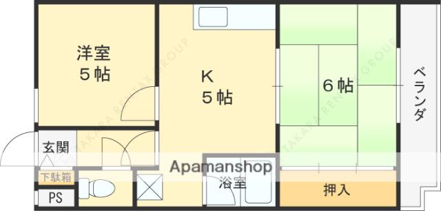 フローレンス西宮Ⅰ(2K/1階)の間取り写真