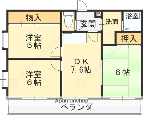 マンションパール(3DK/3階)の間取り写真