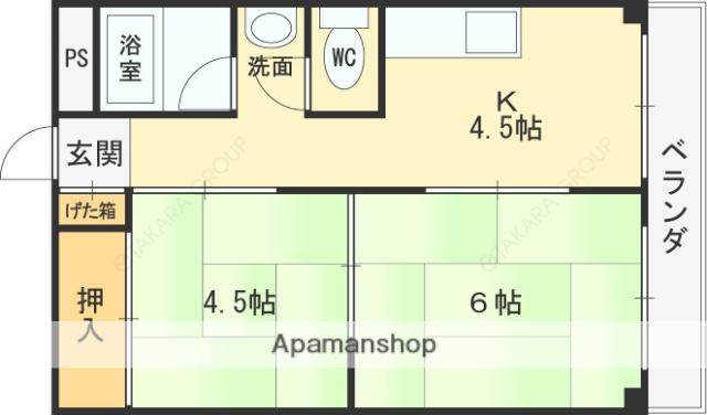 クオリティ俊徳(2K/3階)の間取り写真