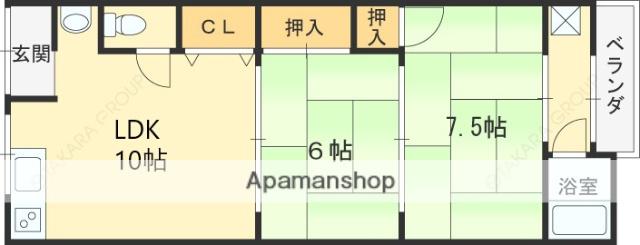 大繁ハイツ(2LDK/2階)の間取り写真