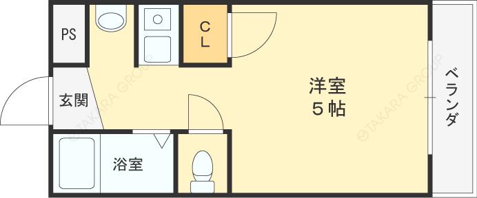 イーストマンションムラオ(1K/2階)の間取り写真