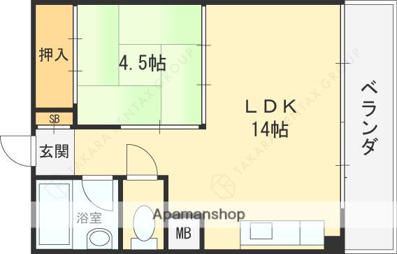 丸善ビューマンション(1LDK/3階)の間取り写真