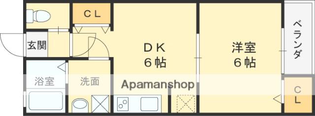 エアーガーデンK(1DK/2階)の間取り写真