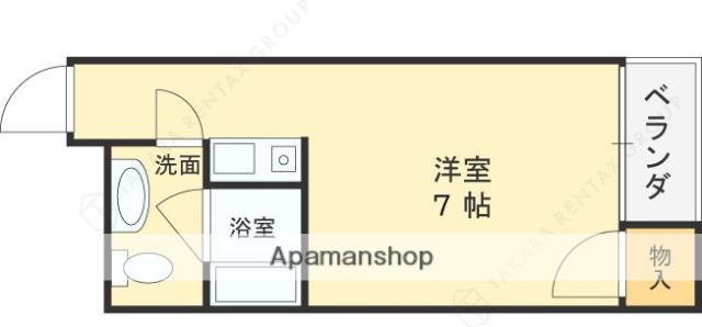 コスモヒルズ石切(ワンルーム/1階)の間取り写真