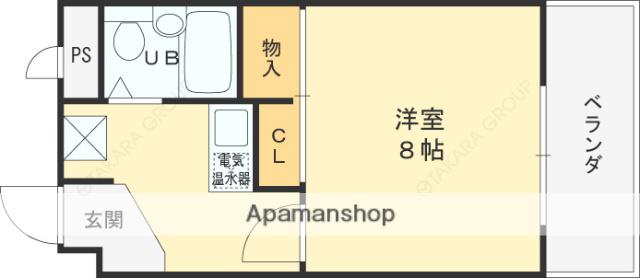 ベルエアー小阪(1K/2階)の間取り写真