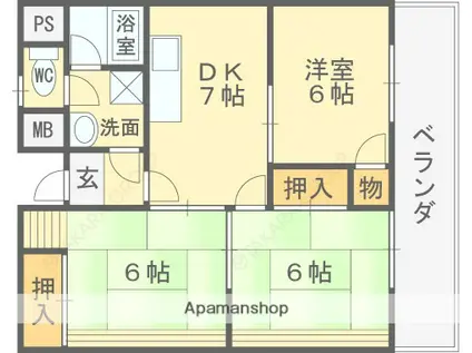 松井第3マンション(3DK/4階)の間取り写真