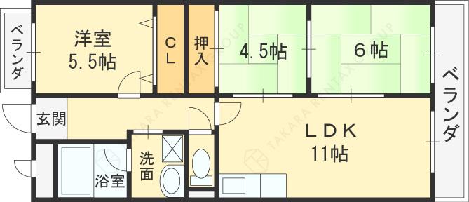 サニーヴィラ(3LDK/1階)の間取り写真