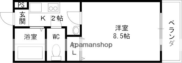 ビューティーセゾン和(1K/6階)の間取り写真