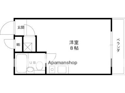 甲子園上鳴尾シティハウス(ワンルーム/2階)の間取り写真