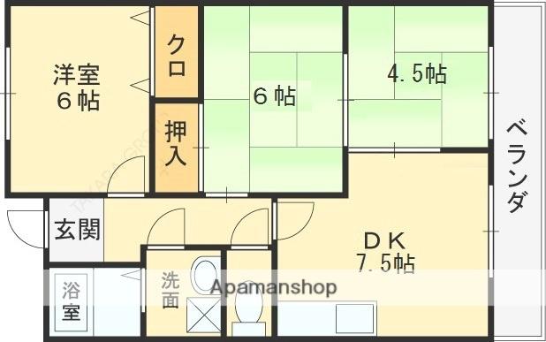 松岡マンションⅡ(3DK/1階)の間取り写真