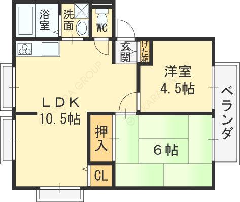 サンビレッジ森彦(2LDK/2階)の間取り写真