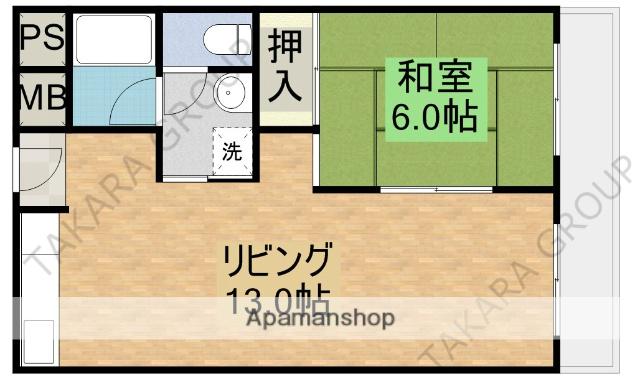 コーポ陣内(1LDK/2階)の間取り写真